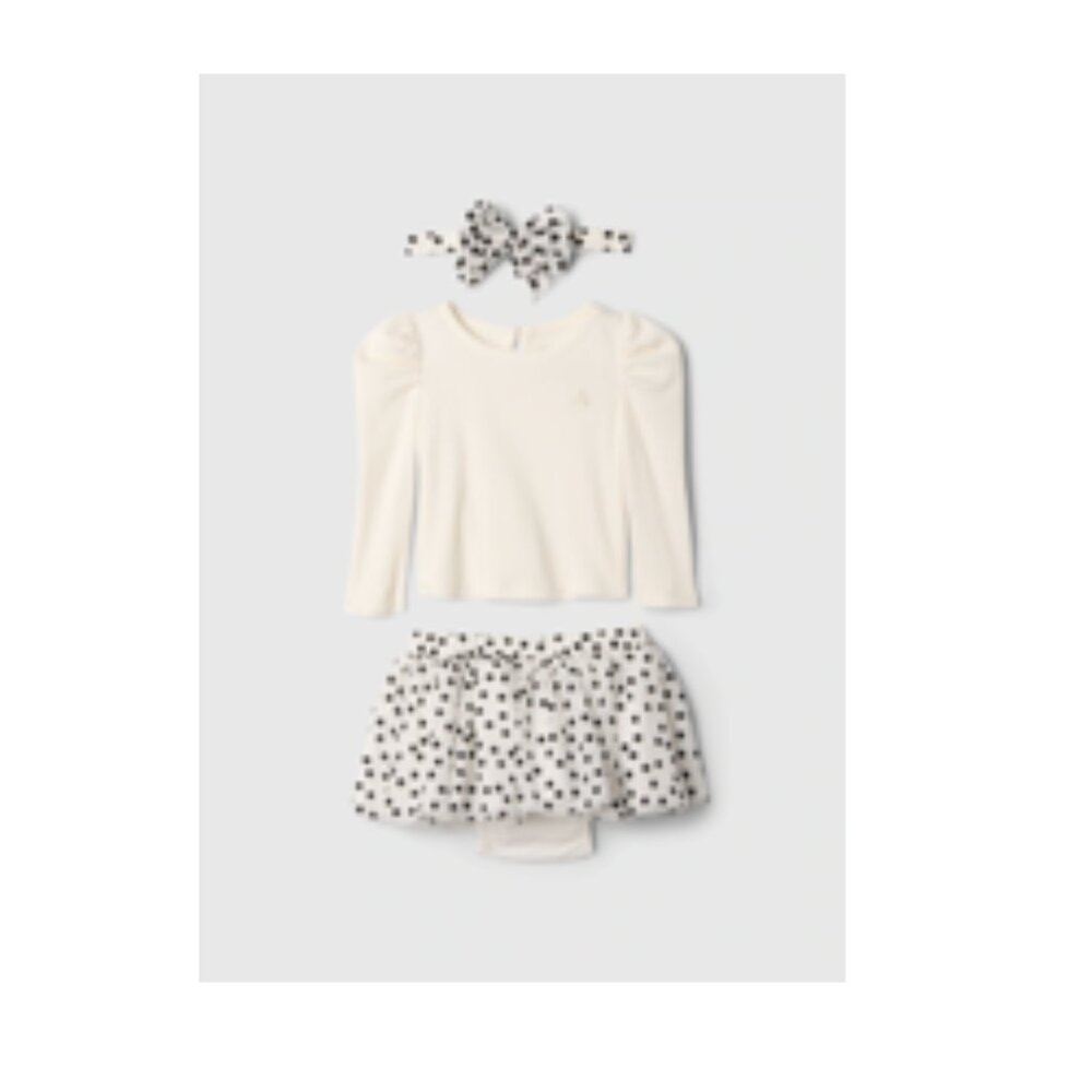 NWT Baby GAP Girls Polka Dot Tutu Dress Outfit Set 0-3 Mo With Headband Cotton